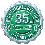 Green and silver foil scalloped edge anniversary seal label