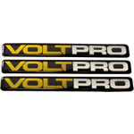 Black and yellow on shiny silver rectangle Volt Pro domed label