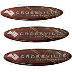 Brown tile photo on white oval Crossville domed label
