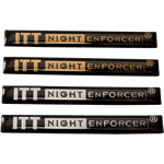 Black on gold and silver rectangle ITT Night Enforcer Domed Label