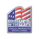 Red and blue flag on custom shape Eagle Products Made In USA Sticker