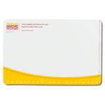 Yellow and red ink on white Imaging Concepts custom mailing & shipping label sample