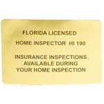 Black ink on gold foil rectangle Florida Licensed Home Inspector custom roll label sample