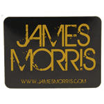 Black and mustard yellow graphic text James Morrison rectangle custom roll label sample