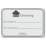 Bed Cleaning name badge showing bed change dates