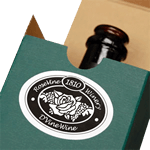Wine gift box with oval product label on box
