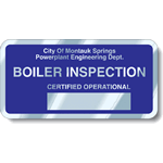 Ultra Blue on Aluminum Round Corner Rectangle Boiler Inspection Rating Plate