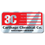 Red and Black on Aluminum Round Corner Rectangle Carthage Chemical Co Rating Plate