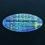 Oval shape label with text printed on "Secured - Void If Removed" material