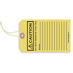 Yellow caution tag with remarks section