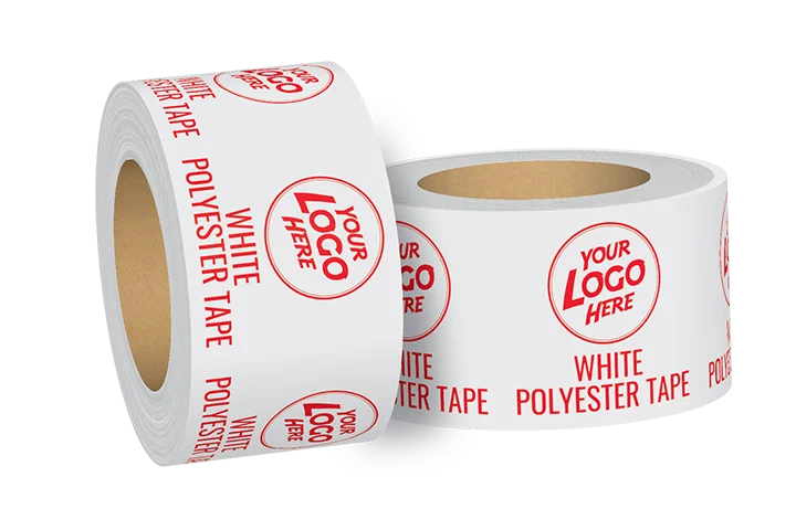 Custom white polyester tape with red ink