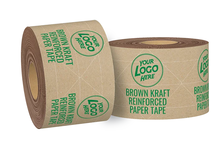 Custom brown kraft packing tape with green ink